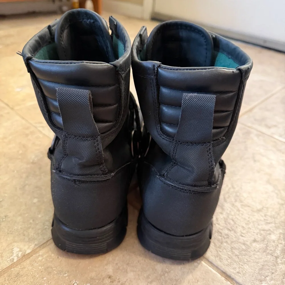 Polo Ralph Lauren Conquest Hi III Boots Mens 10.5 Black Leather Duck Zip Strap